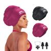 2 Pack Extra Large Swim Cap for Long Hair Braids Dreadlocs Waterproof Silicone Swimming Cap (Large, Black,Windsor Wine) view 1