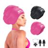 BRDLOCK 2 Packs Extra Large Swim Cap for Long Hair Braids Dreadlocs Waterproof Silicone Swimming Cap (Large-Black,Pink) view 1