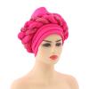 African Women Turban Cap Black Women Sequins Headscarf Twisted Braid Wrap Hat Cancer Muslim (Hot Pink, One Size) view 2