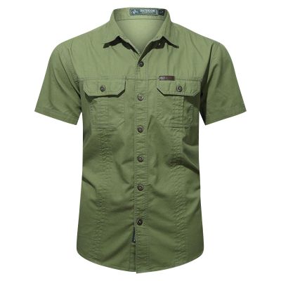 Ymosrh Tshirts Shirts for Men, Mens Beach Shirts Men Short Sleeve Button Down Shirts Guy Up Summer Work Clothes Short Cotton Shirt Men's Work Clothes Outdoor Loose Shirt Up Short Shirts (XXL, Green)