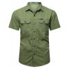 Ymosrh Tshirts Shirts for Men, Mens Beach Shirts Men Short Sleeve Button Down Shirts Guy Up Summer Work Clothes Short Cotton Shirt Men's Work Clothes Outdoor Loose Shirt Up Short Shirts (XXL, Green) view 1