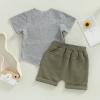 YINGISFITM Baby Boy Shorts Set Cotton Short Sleeve Tshirt Top Shorts Pants Cute Boy Summer Outfit Toddler Infant Clothes (block army green,0-6 Months) view 3