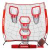 BaseGoal 8 x 8ft Football Nets for Throwing,Football Target,Quarterback Training Equipment with 4 Target Pockets for Improving Football Accuracy Throwing (Red) view 1