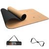 Cork Yoga Mat 6mm (1/4 inch) Thick 72x24 in, Sweatproof NonSlip Eco-friendly, Lightweight TPE foam with Alignment Lines, Great for Hot Yoga, Gym and Exercise, Black Carrying Bag w. Strap Included view 1