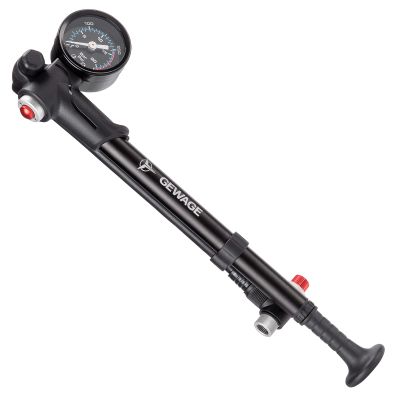 Shock Pump for Mountain, Road Bikes and Motorcycle - 300 Psi High Pressure for Front Fork and Rear Suspension Air Shocks Pump with Gauge -Portable Mini Pump with Air Bleed Button (Black)