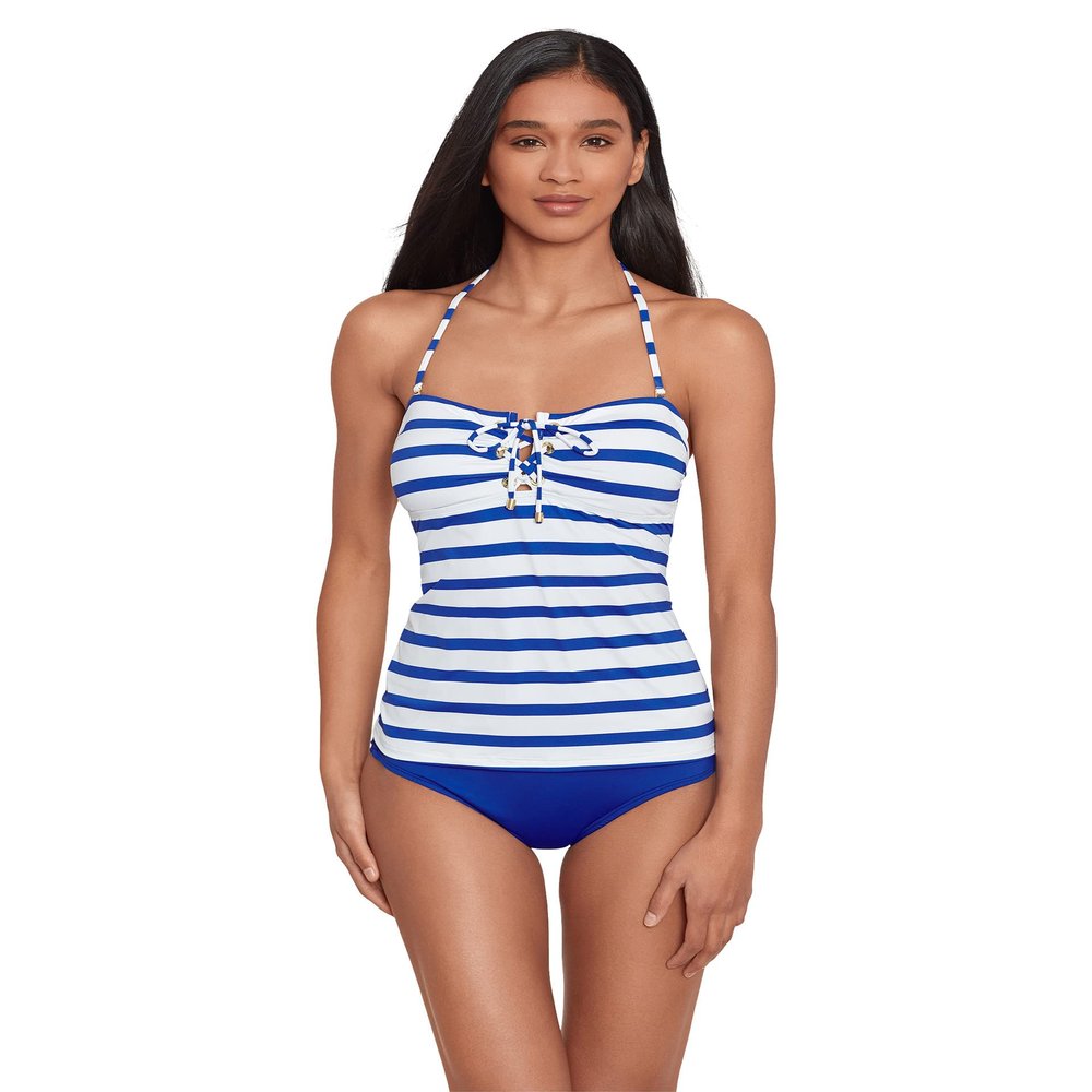 Lauren Ralph Lauren Port Stripe Lace Front Bandini Top Royal Blue/White 16