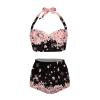 Jndtueit Cherry Blossoms Bikini Top High Waisted Bottom, Sakura Flower Women Bathing Suits 2 Piece Swimsuits, Pink Floral Bathing Suit Swim Top view 1