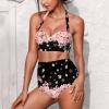Jndtueit Cherry Blossoms Bikini Top High Waisted Bottom, Sakura Flower Women Bathing Suits 2 Piece Swimsuits, Pink Floral Bathing Suit Swim Top view 2