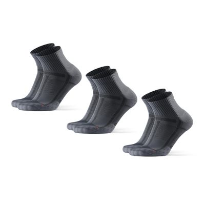 DANISH ENDURANCE 3 Pack Running Socks for Long Distances, Quarter, Men & Women, Grey/Black, Large