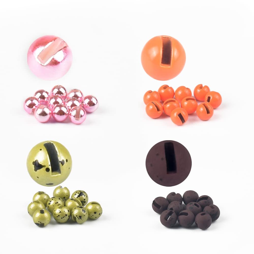 MUUNN 200pcs Fly Tying Tungsten Beads Assortment, Slotted Tungsten Bead Head for Fly Tying Materials, Combination E 3.3mm