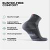 DANISH ENDURANCE 3 Pack Running Socks for Long Distances, Quarter, Men & Women, Grey/Black, Medium view 2