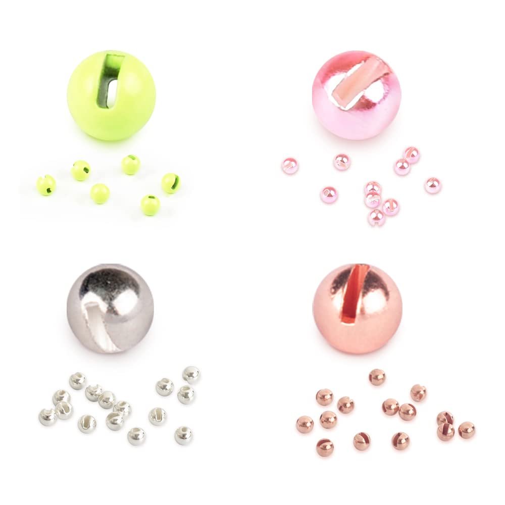 MUUNN 200pcs Fly Tying Tungsten Beads Assortment, Slotted Tungsten Bead Head for Fly Tying Materials, Combination B 3.5mm