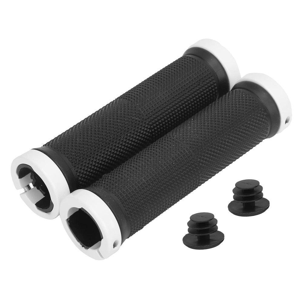 1 Pair Bikes Handlebar Grips, 5x0 9x1 3in Bikes Hand Bar End Grips, Lightweight and Avoid Slide Mountain Bikes Handle Bar Grips with Plug, Bikes Grips for All Regular Handlebars(White)