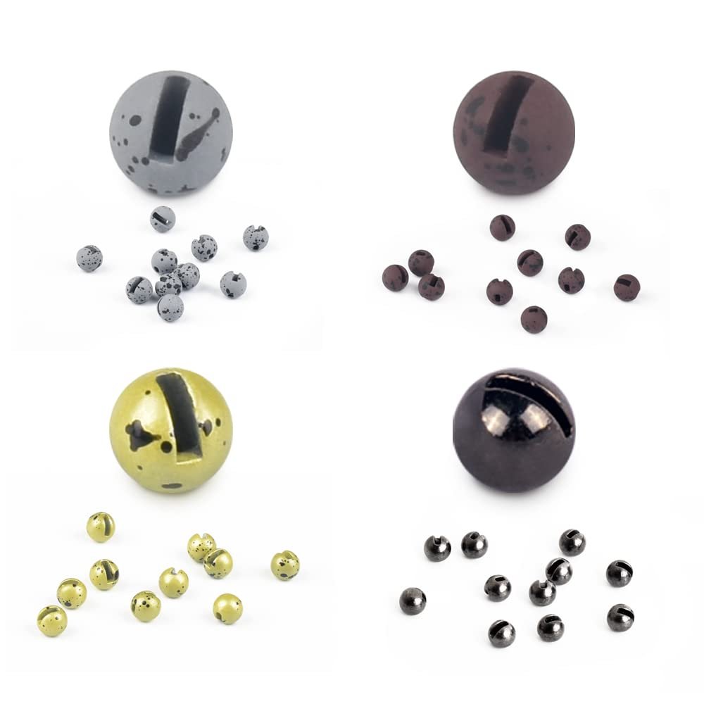 MUUNN 200pcs Fly Tying Tungsten Beads Assortment, Slotted Tungsten Bead Head for Fly Tying Materials, Combination D 3.8mm
