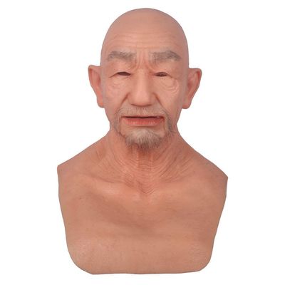 YRZGSAWJ Realistic Silicone Masks for Men Full Head Old Man Human Face Mask Crossdresser Cosplay Halloween (William Old Man, Tan)