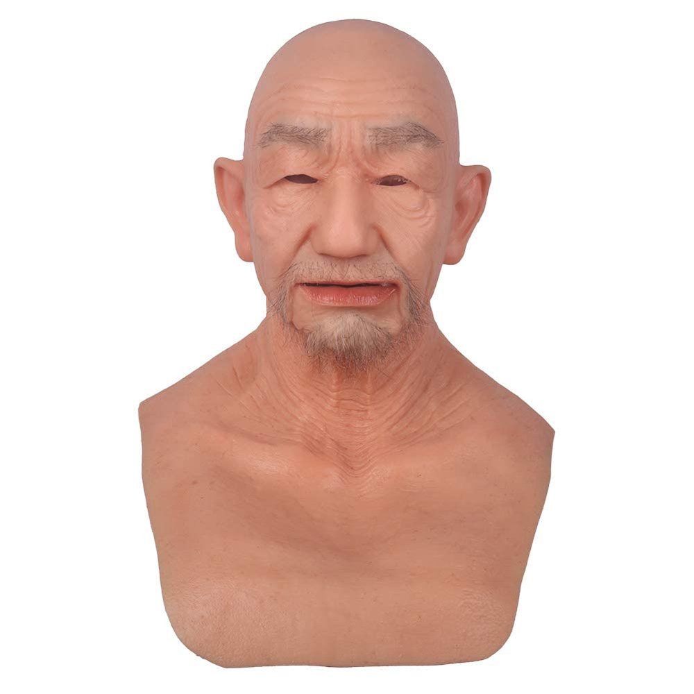 YRZGSAWJ Realistic Silicone Masks for Men Full Head Old Man Human Face Mask Crossdresser Cosplay Halloween (William Old Man, Tan)