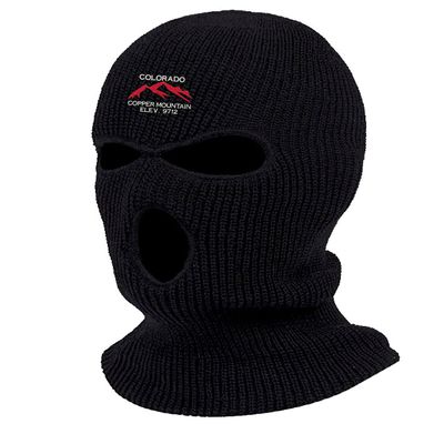 Colorado Copper Mountain Three Hole Mask Embroidered Ski Mask Full Face Cover Knitted Embroidery Warm Graphic Balaclava (Black)