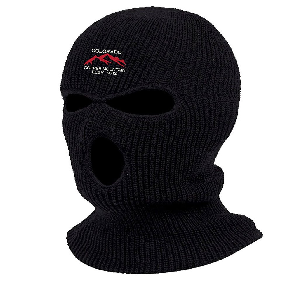 Colorado Copper Mountain Three Hole Mask Embroidered Ski Mask Full Face Cover Knitted Embroidery Warm Graphic Balaclava (Black)