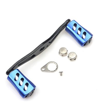 Adoolla Fishing Wheel Handle Replacement Rocker Arm Grip Handle Baitcast Reel Crank Arm Modified Accessories Double Rocker arm - Blue