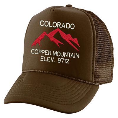 ALLNTRENDS Colorado Copper Mountain Trucker Hat Embroidered Adult Baseball Cap Adjustable Snapback (Brown)