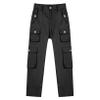 Freebily Kids Girls Cotton Cargo Jogger Pants Elastic Waist Trousers Drawstring Pants Hip Hop Sweatpant Casual Streetwear Black C 12 Years view 3