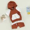 Kayotuas Toddler Baby Boy Summer Clothes Short Sleeve Hooded Tshirt Top and Casual Shorts Set Infant 2 Piece Outfits (Color Block Caramel, 12-18 Months) view 3
