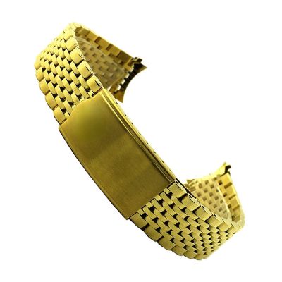 18mm 19mm 20mm Metal Strap for Omega for for Seamaster Nine Beads Watchband Stainless Steel Bracelet Durable Wristband Watch Accessories(Gold,Without Logo,20mm)