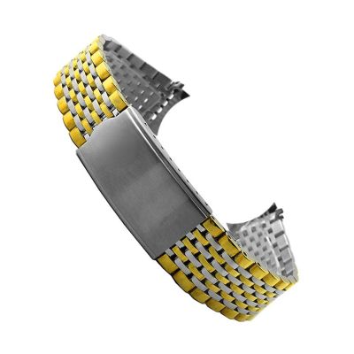 18mm 19mm 20mm Metal Strap for Omega for for Seamaster Nine Beads Watchband Stainless Steel Bracelet Durable Wristband Watch Accessories(Gold Silver,with Logo,20mm)