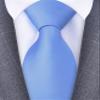 Branduce Mens Light Blue Tie for Wedding Business Solid Silk Woven Plain Sky Blue Tuxedo Necktie (TA02-09) view 2