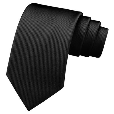 Branduce Solid Premium Black Ties for Men Wedding Business Tuxedo Necktie Silk Woven Plain Black Tie (TA02-12)