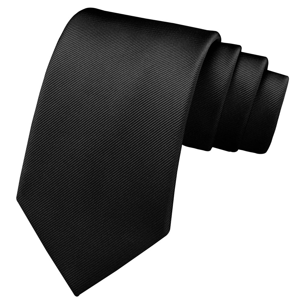 Branduce Solid Premium Black Ties for Men Wedding Business Tuxedo Necktie Silk Woven Plain Black Tie (TA02-12)