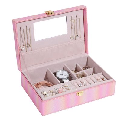 ArtsPavilion Small Jewelry Box, Travel Jewelry Organizer Box for Women, Portable Jewelry Storage Case for Rings Earrings Necklaces Bracelets red-1