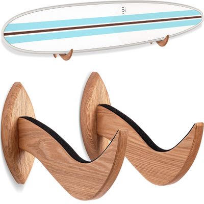 Hang 11 Surfboard Wall Mount - Surf Board Wall Hangers, Surfboard Mount, Beautiful Sustainable Wooden Rack, Perfect to Display Your Board, Surf Racks, Horizontal Hanger, Surfing Accessories (Clear)