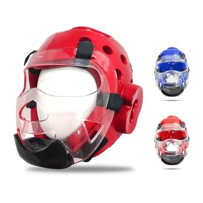HYJJ Kids & Adults Taekwondo Helmet, with Removable Face Shield, Soft Headgear for Martial Art Grappling Muay Thai Kickboxing (Red, XL)