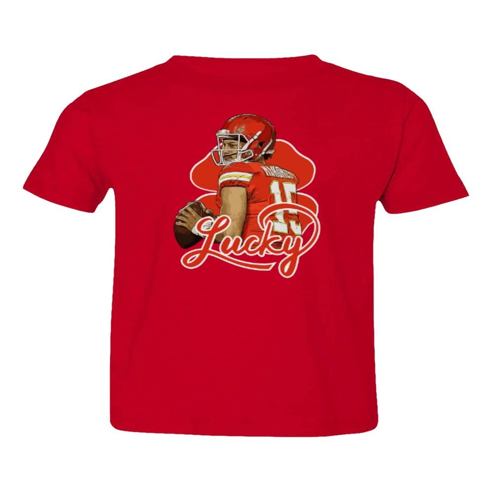 Lucky Mahomes Kansas Quarterback St Patricks Day Toddler T-Shirt (Red, 2T)