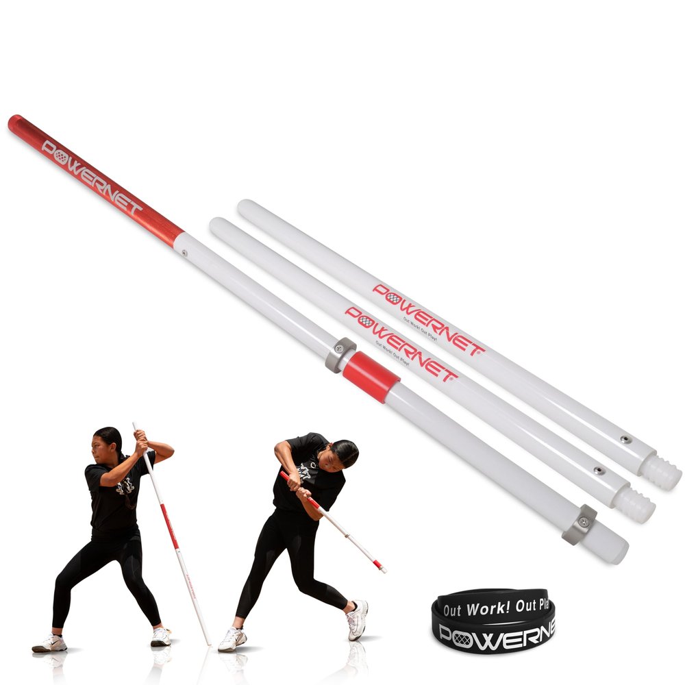 PowerNet Combo PVC/Click Stick Softball & Baseball Swing Trainer, Interchangeable Baseball Hitting Trainer, PVC Training Bat for Drills, Bat Speed Training Equipment