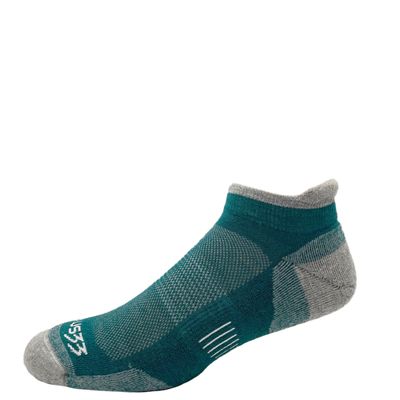 USA Made - No Show Tab Socks - Micro Weight Full Cushion - Running Socks - Merino Wool - Mountain Heritage - Teal Green - Small