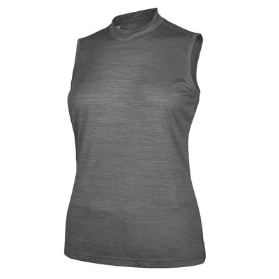 Monterey Club Women's Melange Jersey Performance Sleeveless Mock Shirt #4029 (Gray, Medium)