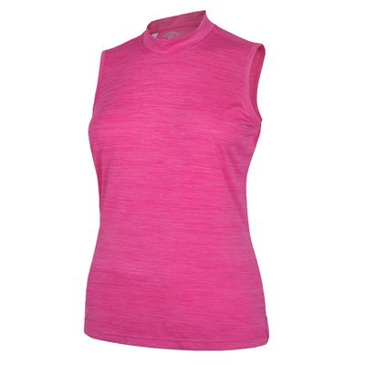 Monterey Club Women's Melange Jersey Performance Sleeveless Mock Shirt #4029 (Raspberry, Small)