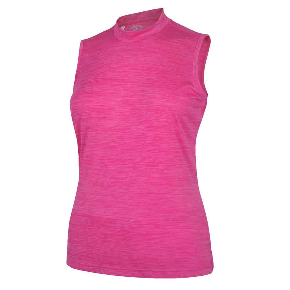 Monterey Club Women's Melange Jersey Performance Sleeveless Mock Shirt #4029 (Raspberry, Small)
