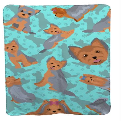 Caroline's Treasures MLM1061TBLT Blue and Tan Yorkie Soft Travel Blanket with Bag Airplane Blanket, Indoor Outdoor Camping Blanket for Traveling, Picnics, Beach Trips, Concerts