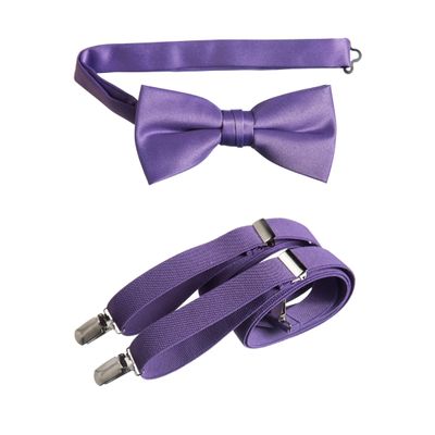 Tuxgear Boys Bow Tie and Adjustable Stretch Suspender Sets, (Wisteria, 30" Boys)