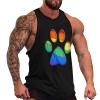 Bear Footprint with Rainbow Flag Tank Top Sleeveless T Shirt Athletic Muscle Shirts Gym Workout Yoga Tank for Men L view 1