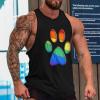 Bear Footprint with Rainbow Flag Tank Top Sleeveless T Shirt Athletic Muscle Shirts Gym Workout Yoga Tank for Men L view 2