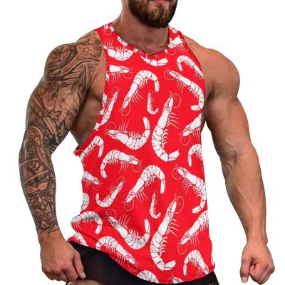 Cool Prawn Tank Top Sleeveless T Shirt Athletic Muscle Shirts Gym Workout Yoga Tank for Men M