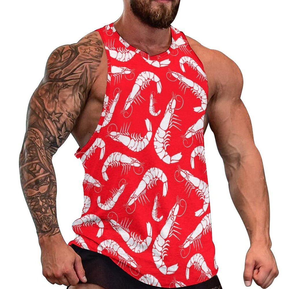 Cool Prawn Tank Top Sleeveless T Shirt Athletic Muscle Shirts Gym Workout Yoga Tank for Men M