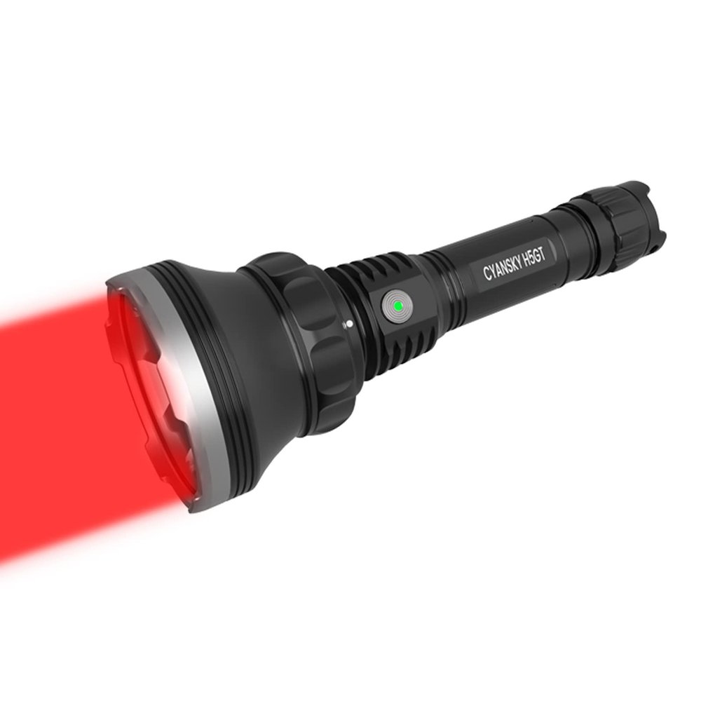 CYANSKY H5GT Dual Color Flashlight,Red Light for Hunting Birds,White Light for Outdoor Search and Rescue,Hight Lumens and Long-Range