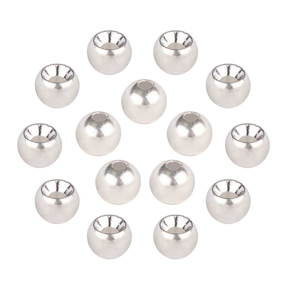 MUUNN 50pcs Tungsten Cyclops Beads for Fly Tying, Sink Deeper and Faster 5 Colors/13 Sizes Countersunk Tungsten Beads Fly Tying Beads Head Fly Tying Materials(Sliver,3.3mm)