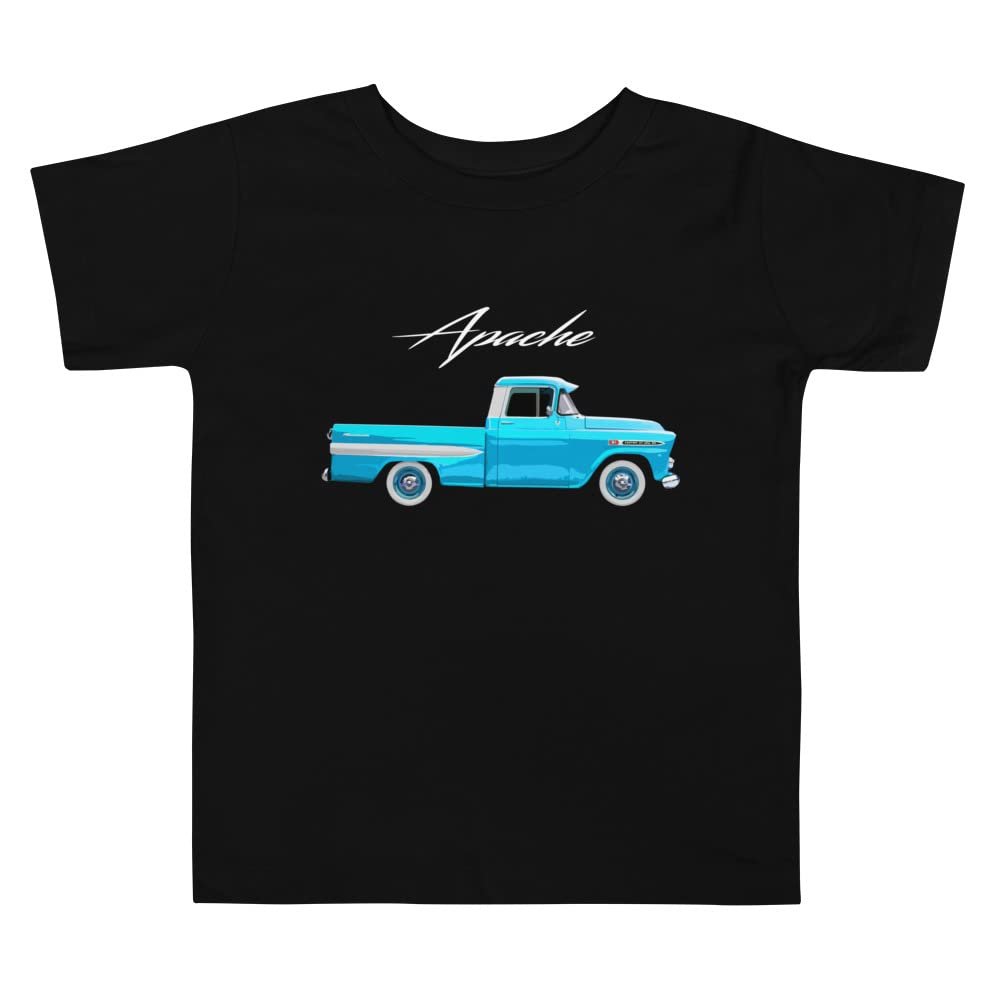 1959 Chevy Apache 31 Fleetside Antique Pickup Truck Toddler Short Sleeve Tee Black