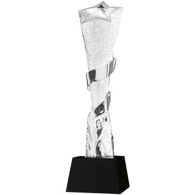 Award Trophies Creative Pentagram Winner Award Cup, Gold, Silver and Copper Gold-Plated Trophy, Company Annual Meeting Prizes, Engravable Text (Color : Silver, Size : 8 * 29cm)